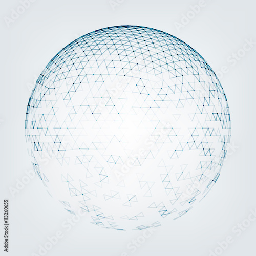Vector polygonal background. Illustration of abstract background with low poly sphere. Abstract design for banner, poster, flyer.