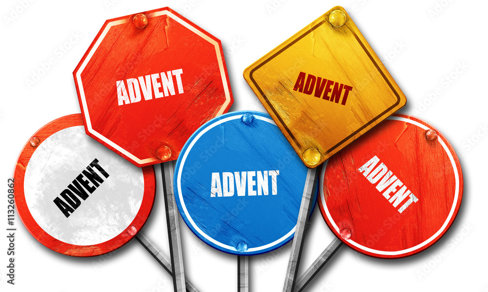 advent, 3D rendering, rough street sign collection advent, 3D rendering, rough street sign collection