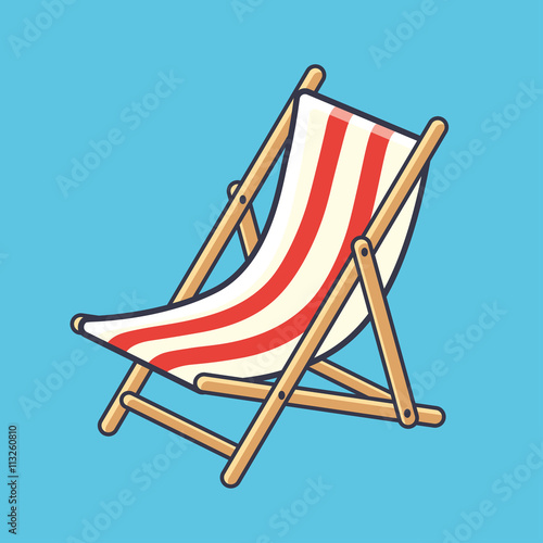 Deck chair icon on a blue background.