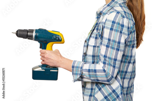 Woman with a drill.