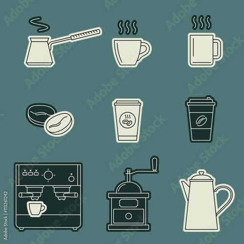 Coffee icons set