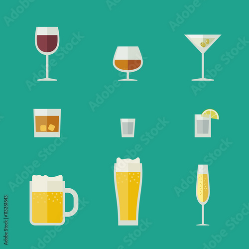 Mugs and glasses icons.