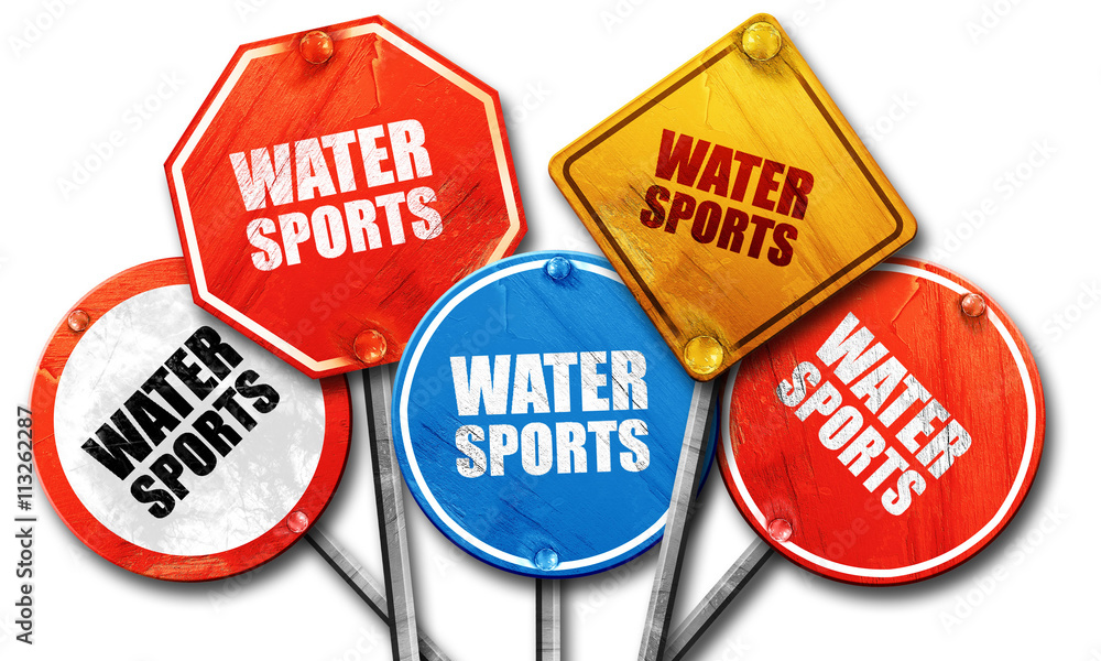 water sports, 3D rendering, rough street sign collection water sports, 3D rendering, rough street sign collection