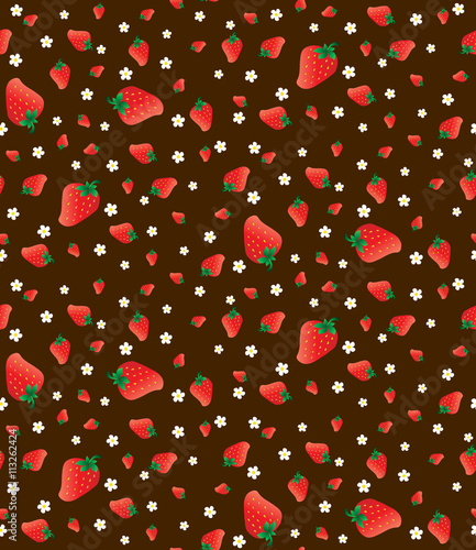 Strawberry vector pattern background