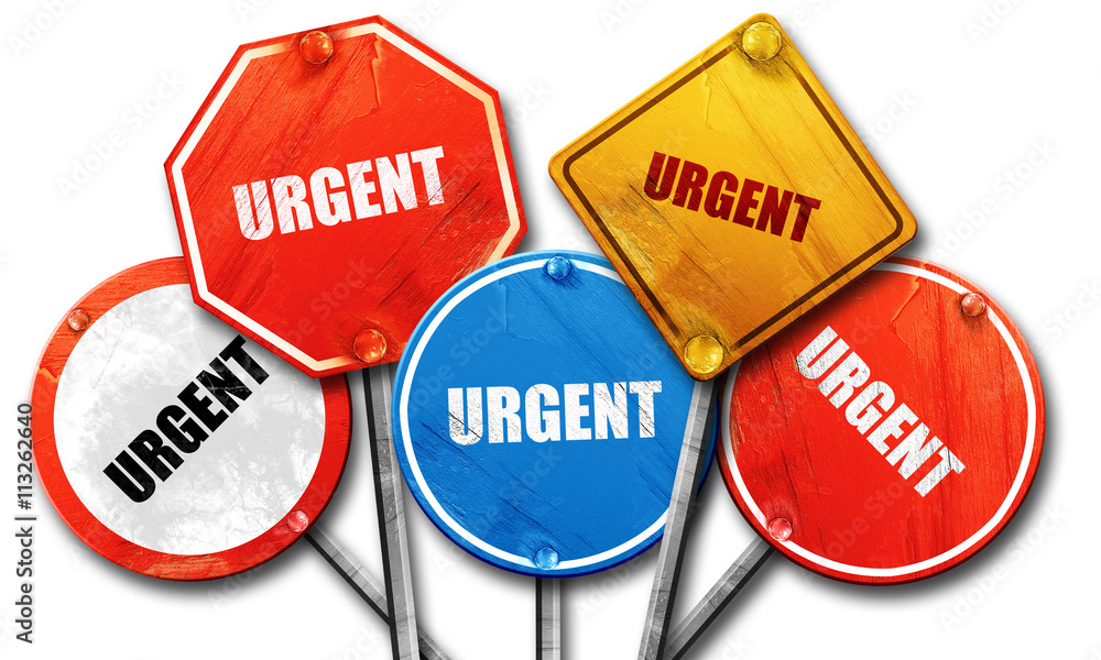 urgent, 3D rendering, rough street sign collection urgent, 3D rendering, rough street sign collection