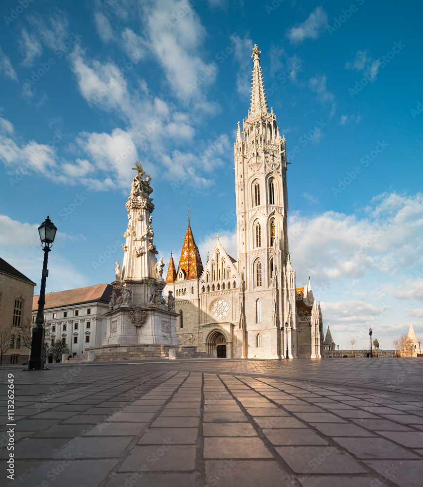 Matthias church and Statue of Holy Trinity in Budapest