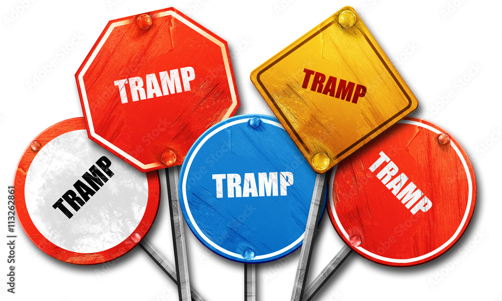 tramp sign background, 3D rendering, rough street sign collectio tramp sign background, 3D rendering, rough street sign collectio