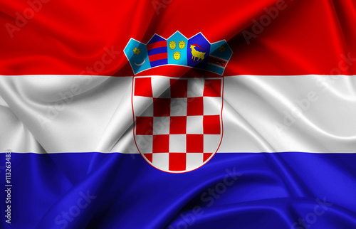 Croatia flag of silk illustration