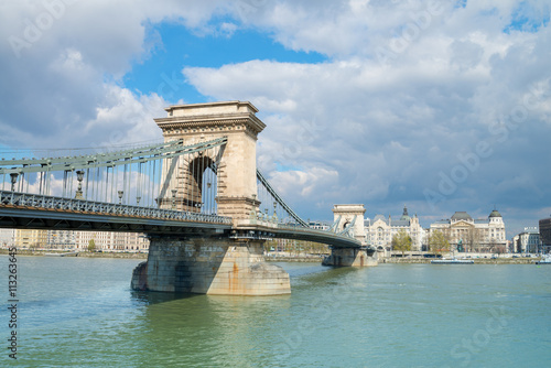 Famous Chain Bridge in Budapest, Hungary