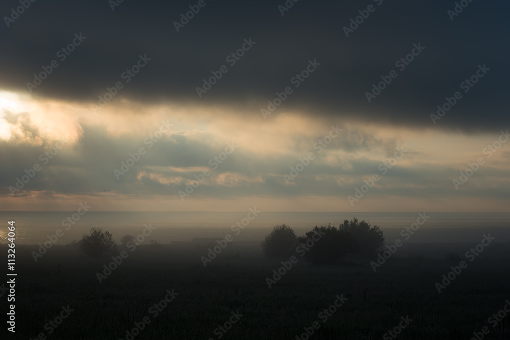 Foggy landscape, near Cape Kaliakra, Bulgaria