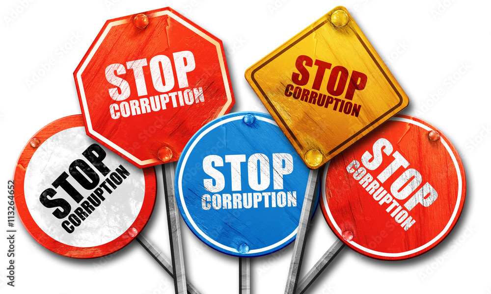 stop corruption, 3D rendering, rough street sign collection stop corruption, 3D rendering, rough street sign collection
