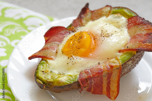 Avocado Egg Boats with bacon photo