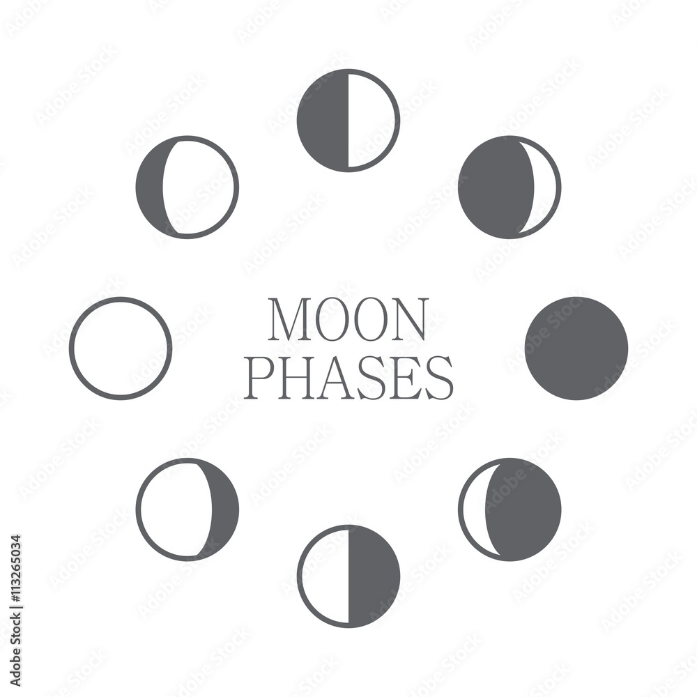Moon phases icon night space astronomy and nature moon phases sphere shadow. The whole cycle from new moon to full moon. Gibbous icon vector Moon phases icon night space astronomy and nature moon phases sphere shadow. The whole cycle from new moon to full moon. Gibbous icon vector