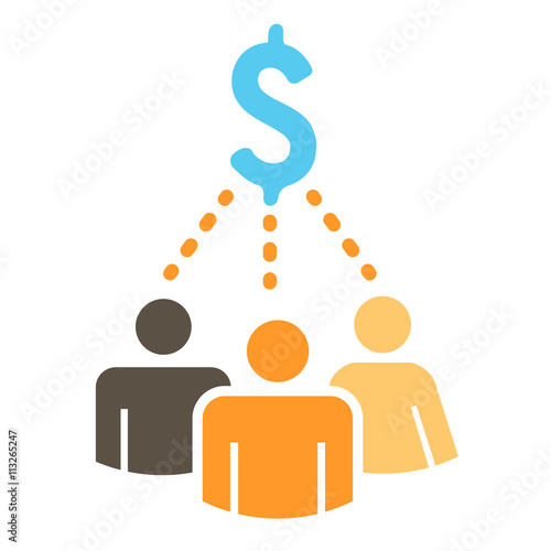 People Working Together to Fund Different Online Ideas with Money Icon Set