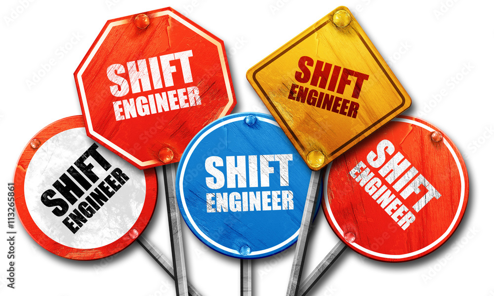 shift engineer, 3D rendering, rough street sign collection shift engineer, 3D rendering, rough street sign collection
