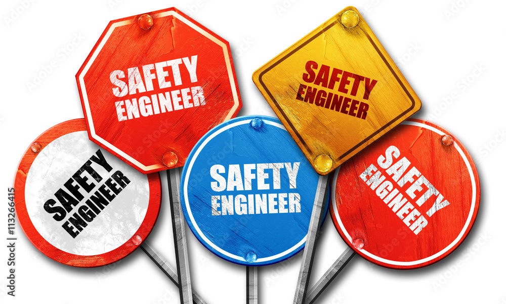 safety engineer, 3D rendering, rough street sign collection safety engineer, 3D rendering, rough street sign collection