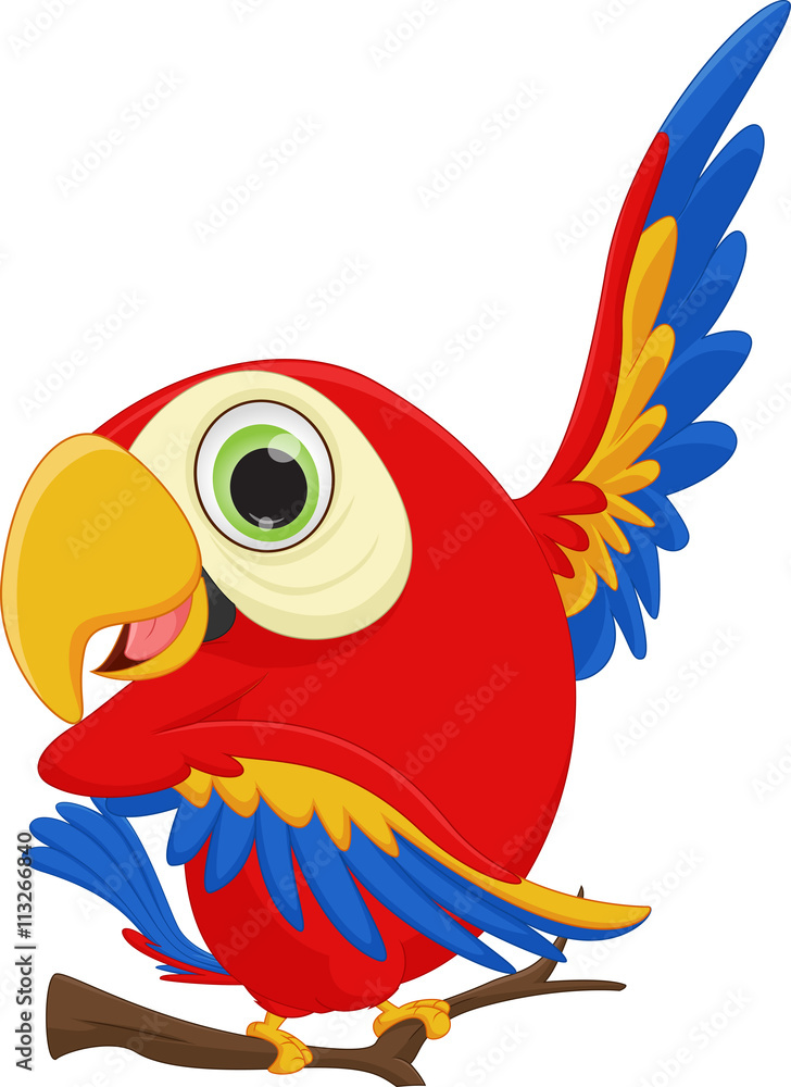 Naklejka premium cute macaw bird cartoon waving
