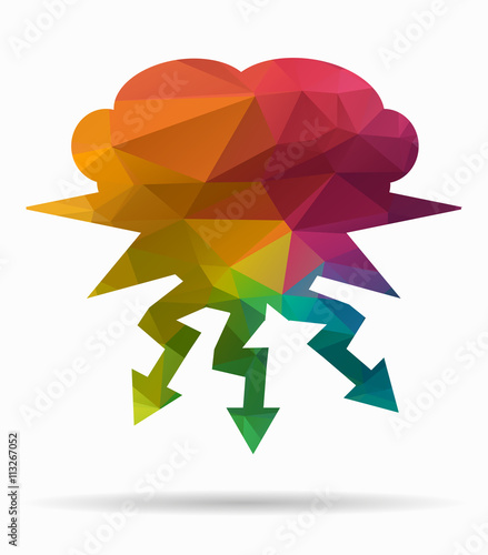 clouds and rays poly icon
