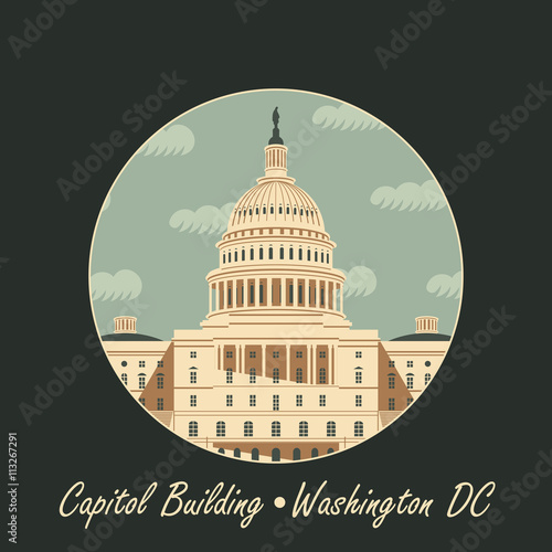 Wallpaper Mural Vector illustration Capitol Building in Washington, DC Torontodigital.ca