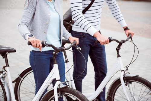 Couple having a date on bikes