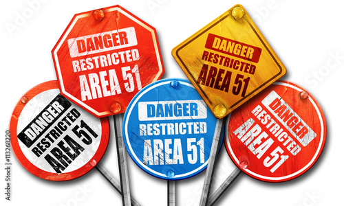 area 51 sign, 3D rendering, rough street sign collection