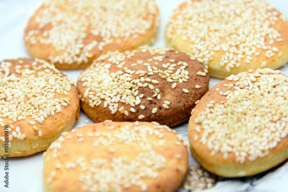 Oval cookies with sesame