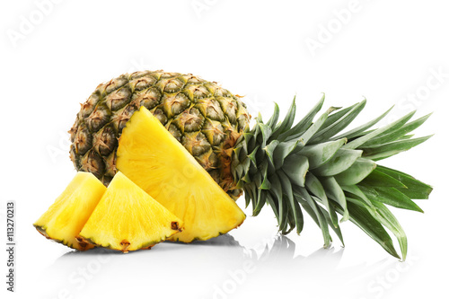 Sliced pineapple, isolated on white
