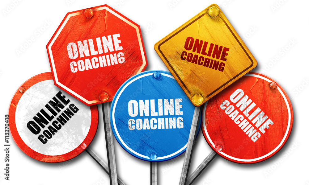 online coaching, 3D rendering, rough street sign collection
