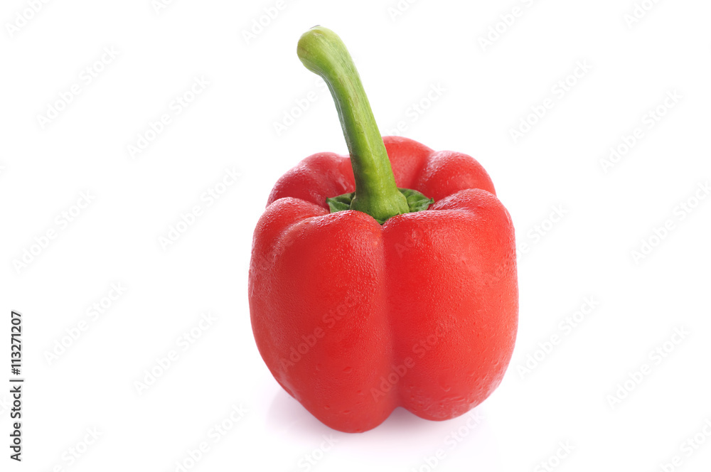 Close-up of Red Bell Pepper On Isolated White Background