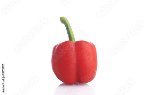 Fresh Red Bell Pepper On Isolated White Background