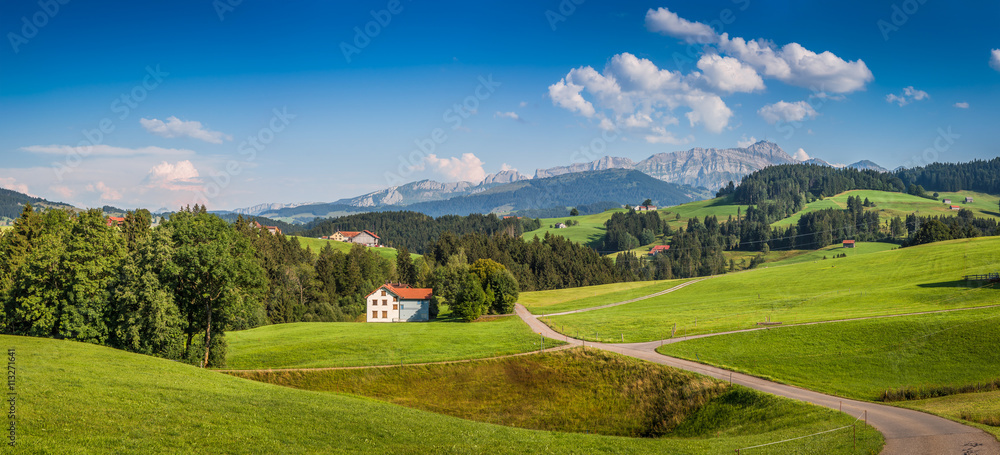 Idyllic landscape in the Alps, Appenzellerland, Switzerland