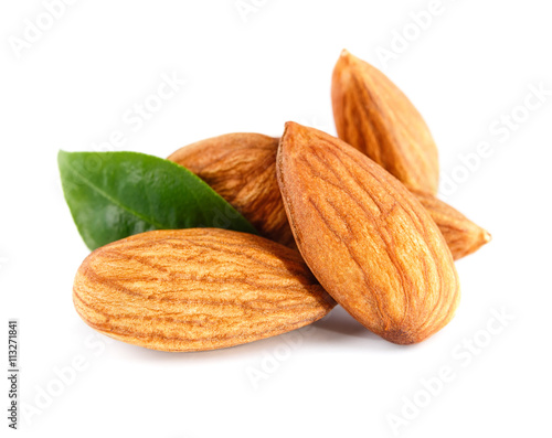 Almonds nuts isolated on white background 