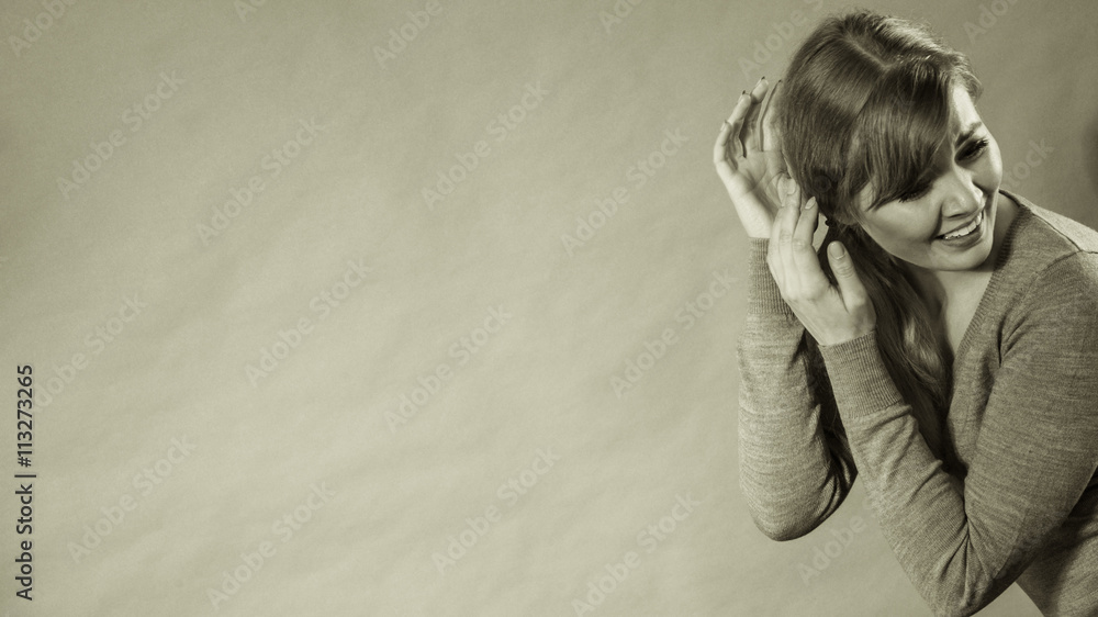 Fototapeta premium Scared terrified woman. Violence.