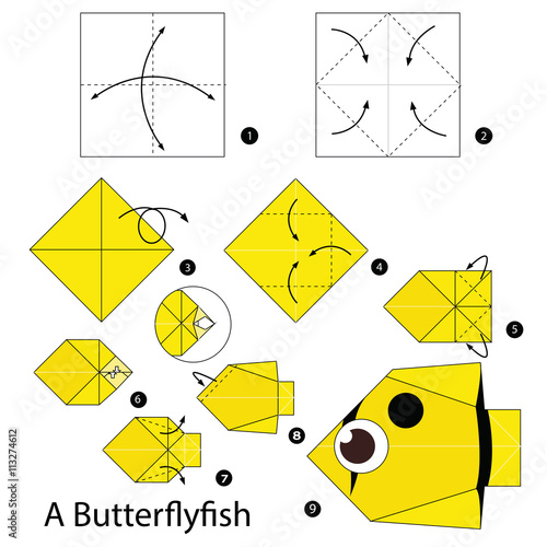 Step by step instructions how to make origami A Fish.
