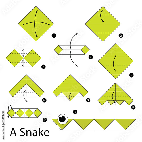 Step by step instructions how to make origami A Snake.