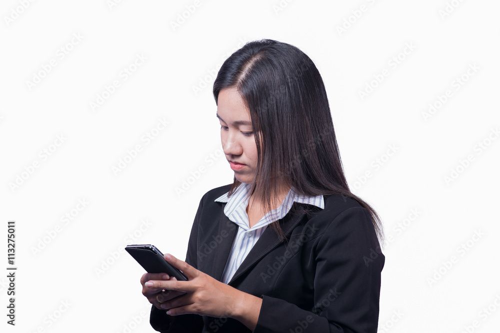 Business woman is using a smart phone. Business woman is using a smart phone.