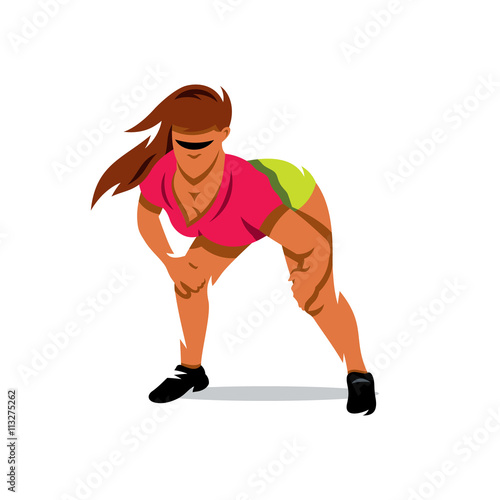 Vector Girl dancing Twerk Cartoon Illustration. 