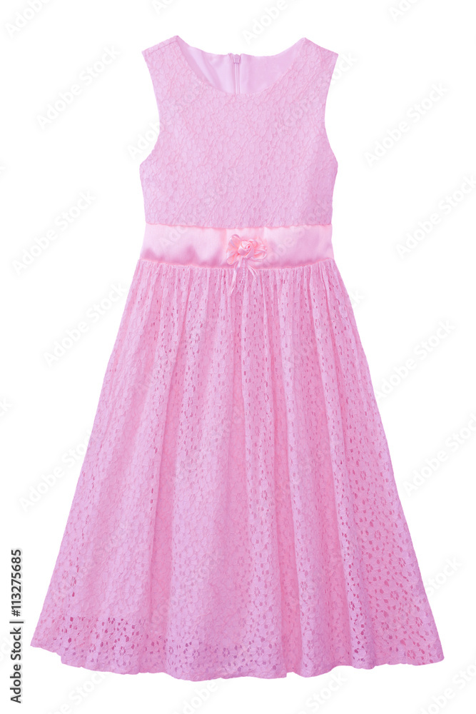 pink lace dress pastel tone for girl isolate on white with worki pink lace dress pastel tone for girl isolate on white with worki