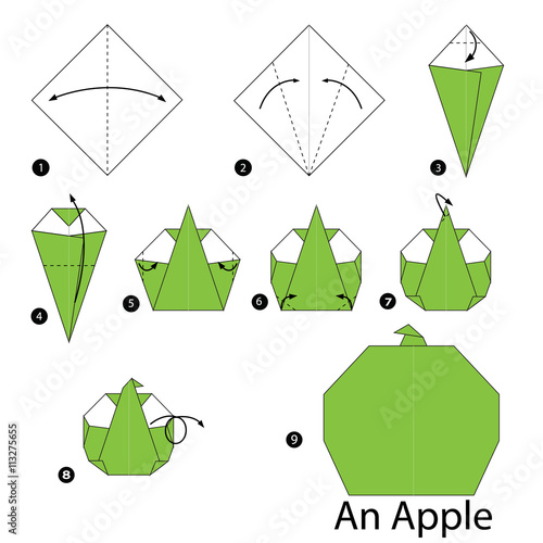 step by step instructions how to make origami An Apple.