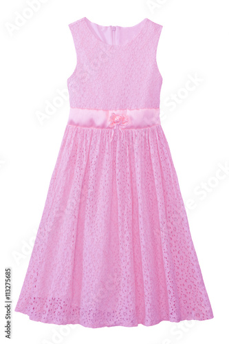 pink lace dress pastel tone for girl isolate on white with worki