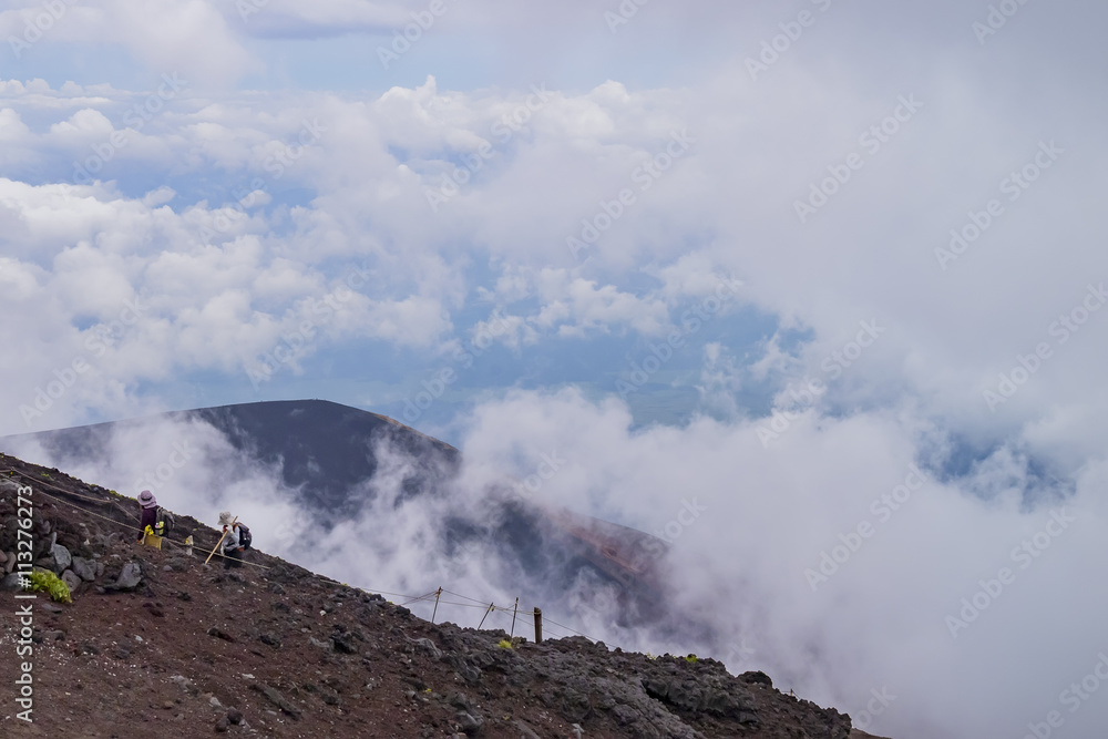 Hiking in the famous Mount Fuji