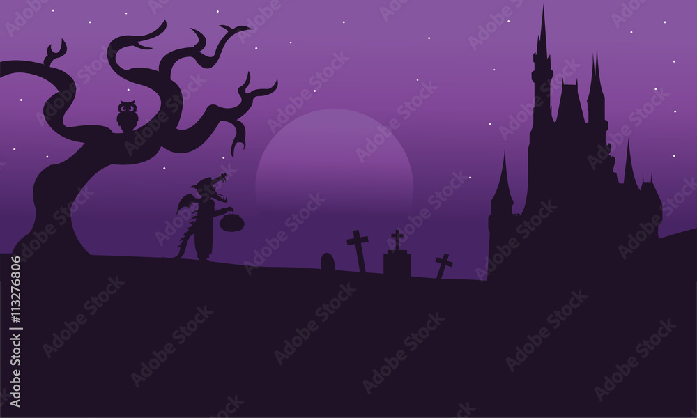 Scary Halloweesn backgrounds of silhouette