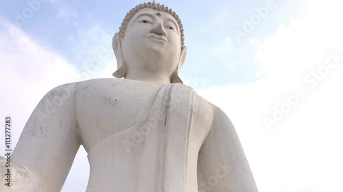 White Buddha Stone statue of a Buddha lot at Sa Kaeo Thailand. photo