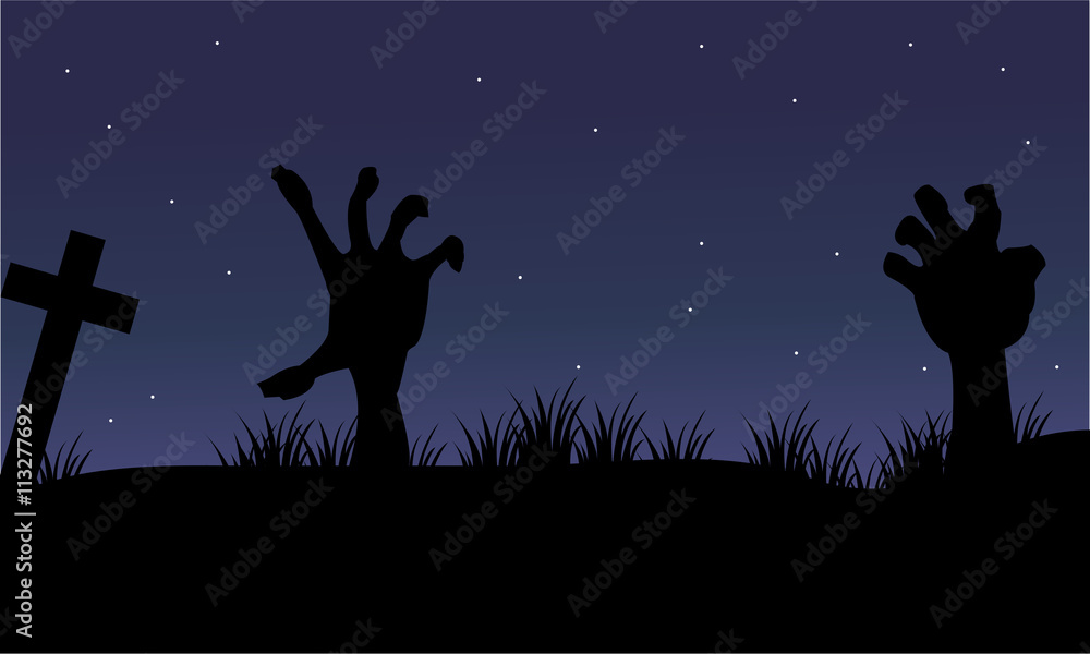 Halloween hand zombie of silhouette Halloween hand zombie of silhouette
