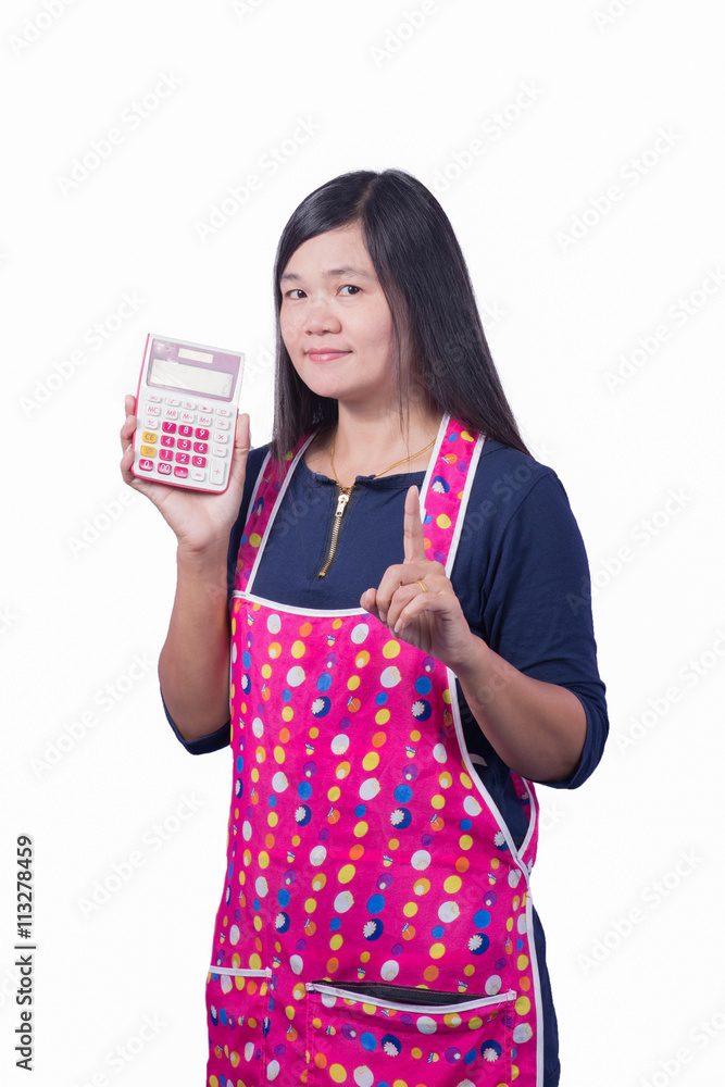 Portrait of young Asian woman with calculator. Portrait of young Asian woman with calculator.