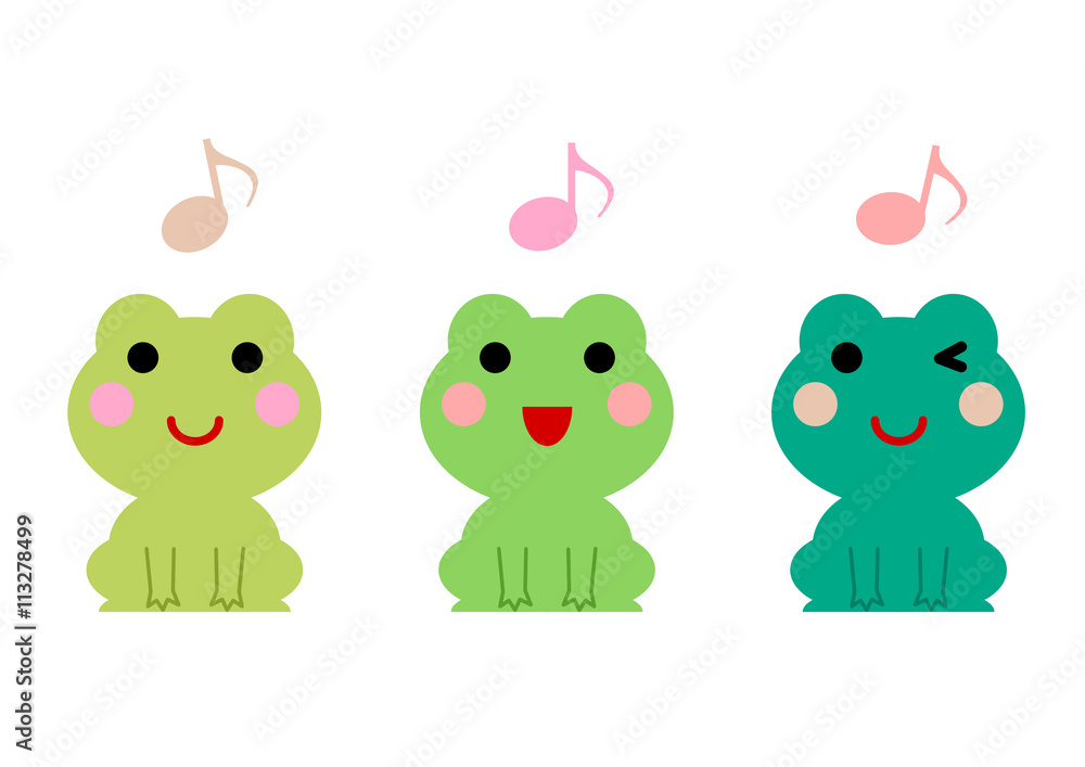 かえると音符のイラスト 