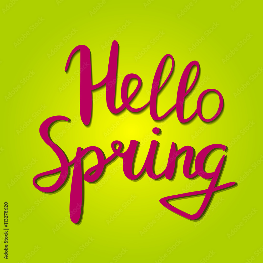 Hello Spring phrase vector lettering.