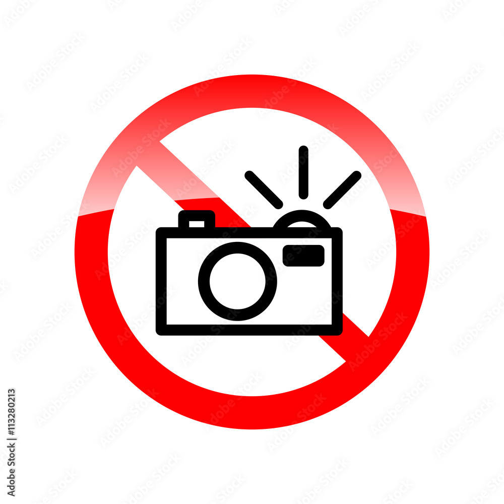 no flash sign (no flash photo icon, no photography with flash si Stock