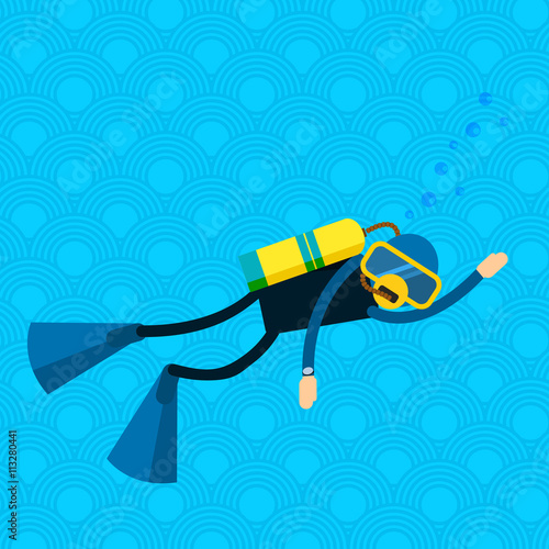 diver with a scuba diving suit and flippers