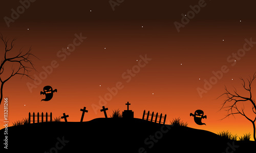 Silhouette of ghost in tomb